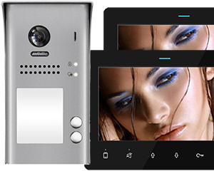 2-Flat Video Door Entry Kit with DF7 Black Monitors