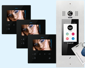 3-Apartment Door Entry System Victor with DF4 Black Monitors