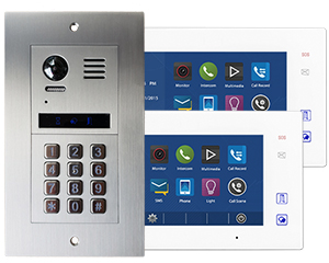 2-Flat Vulcan Keypad Video Door Entry System with Aura monitors