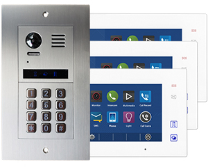 3-Flats Vulcan Keypad Video Door Entry System with Aura monitors