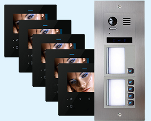 5-Flat Direct Call Door Entry System with DF4 Black Monitors