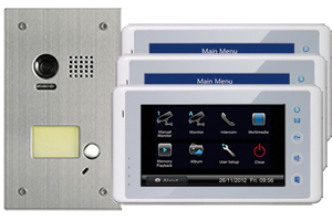 2-Easy Cronus White 3-Monitor Door Entry Kit Flush Steel Doorbell