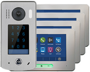 2-Easy Alecto 4-Monitor Door Entry Kit Touchscreen Keypad Doorbell
