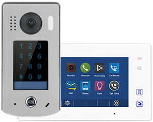 2-Easy Aura White 1-Monitor Door Entry Kit Touchscreen Keypad Doorbell