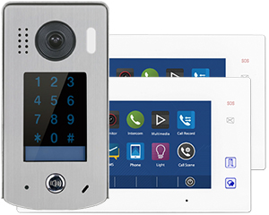2-Easy Aura White 2-Monitor Door Entry Touchscreen Keypad Doorbell