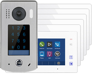 2-Easy Aura White 6-Monitor Door Entry Kit Touchscreen Keypad Doorbell