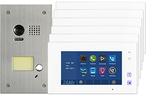 2-Easy Aura White 6-Monitor Door Entry Kit with Flush Steel Doorbell