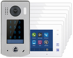 2-Easy Aura White 7-Monitor Door Entry Kit Touchscreen Keypad Doorbell