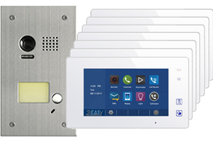 2-Easy Aura White 7-Monitor Door Entry Kit with Flush Steel Doorbell