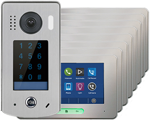 2-Easy Alecto 8-Monitor Door Entry Kit Touchscreen Keypad Doorbell