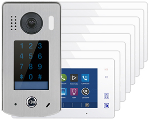2-Easy Aura White 8-Monitor Door Entry Kit Touchscreen Keypad Doorbell