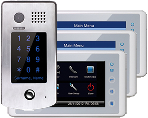 2-Easy Cronus White 3-Monitor Door Entry Kit Keypad Doorbell