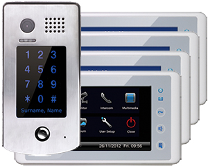 2-Easy Cronus White 4-Monitor Door Entry Kit Keypad Doorbell