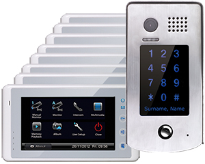 2-Easy Cronus White 8-Monitor Door Entry Kit Keypad Doorbell